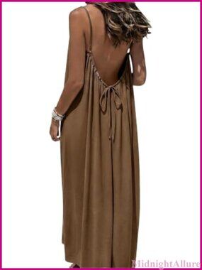 Women's Backless Sleeveless Maxi Cami Sundress Casual Summer House Dress